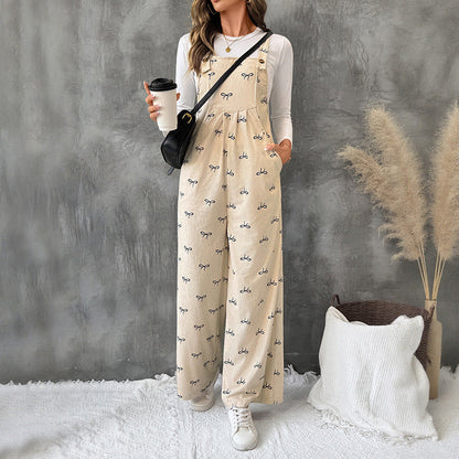 Damen Latzhose Floralmuster Baumwolle Bequem