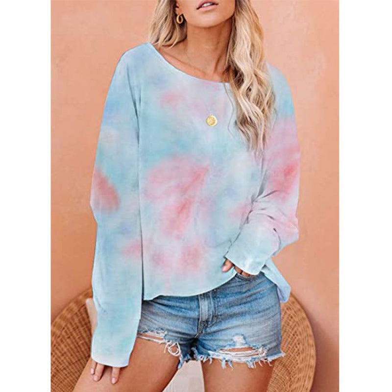 Damen Batikbluse Lockere Asymmetrisch Norvielle