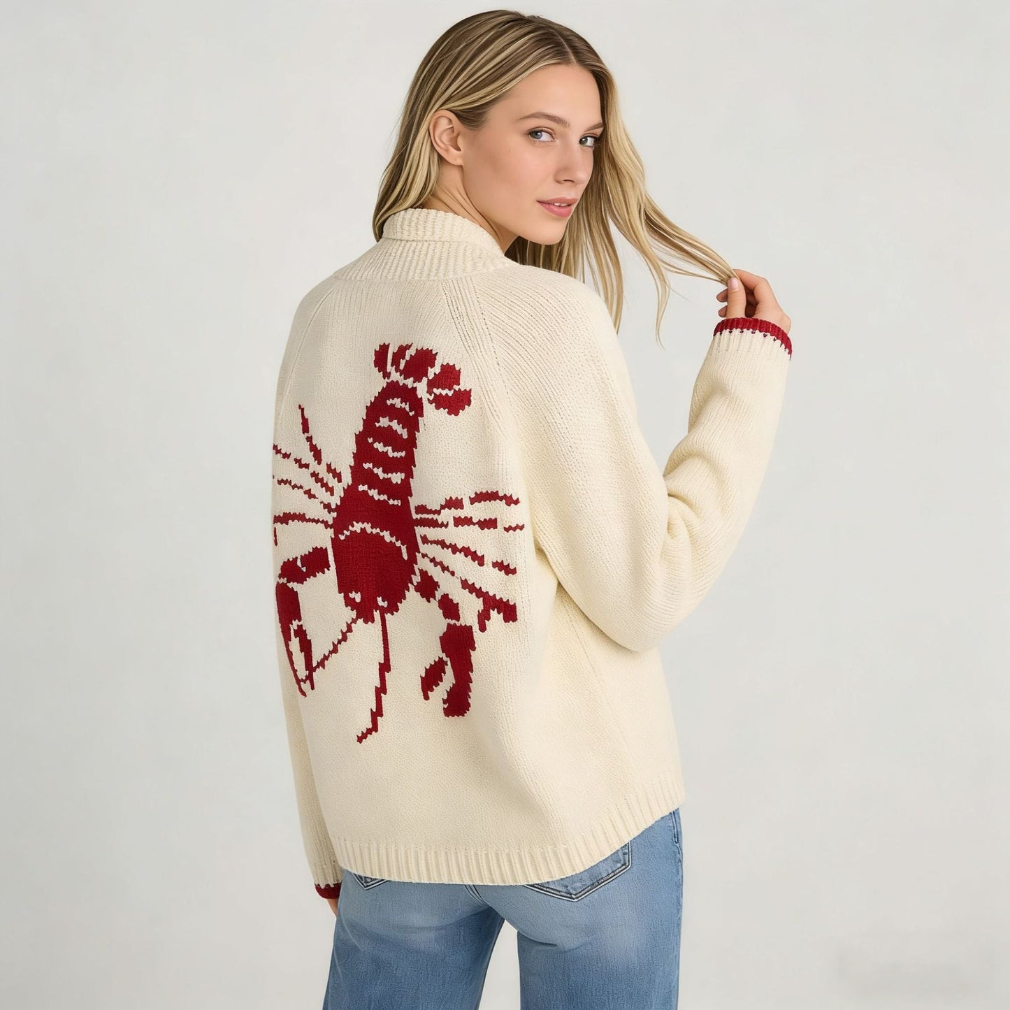 Damen Strickjacke Krabbenmuster Norvielle
