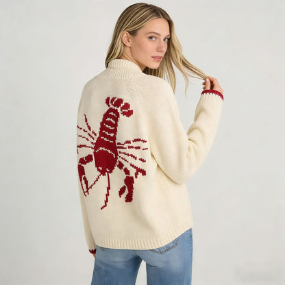 Damen Strickjacke Krabbenmuster Norvielle