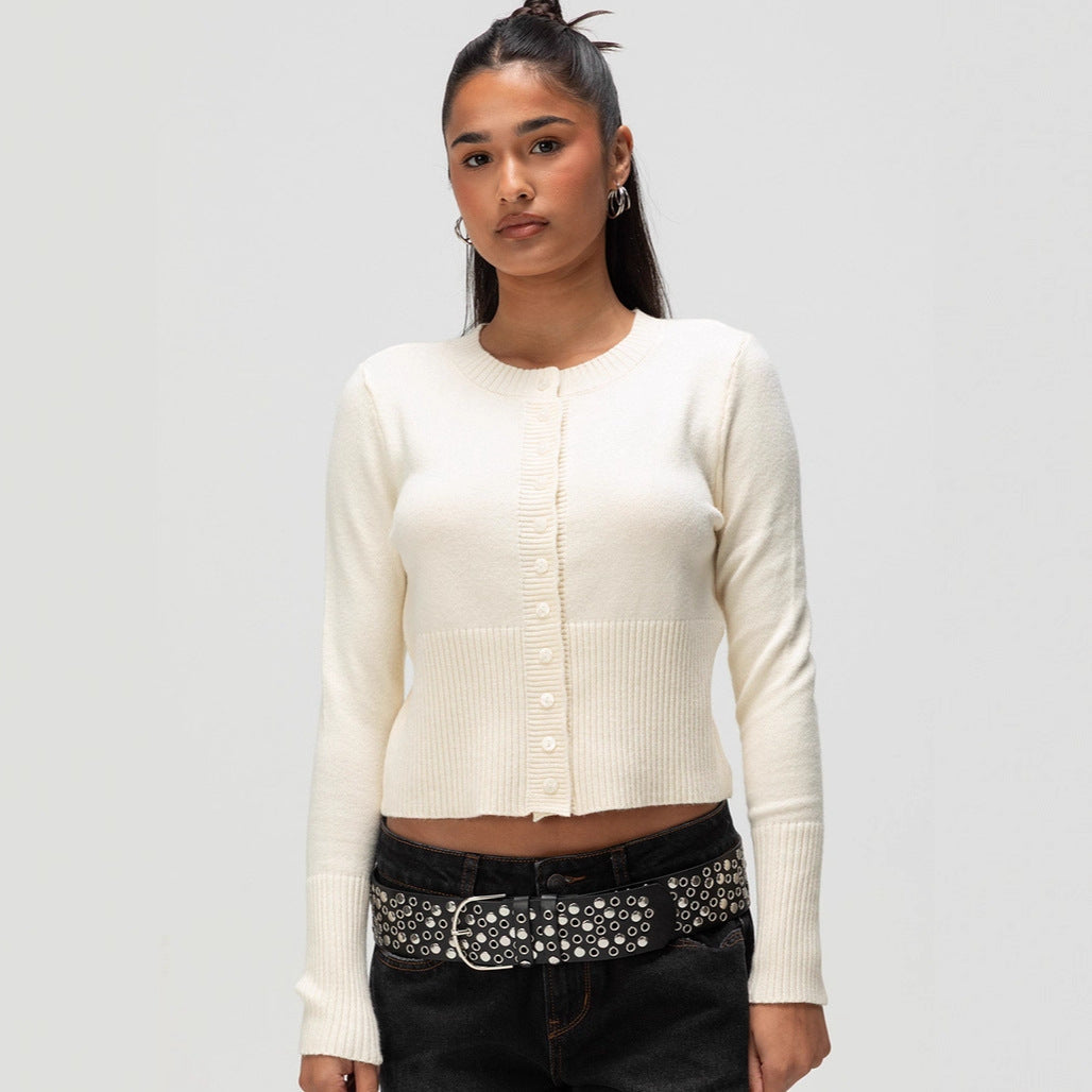 Damen Strickjacke Kontrastknöpfe Norvielle