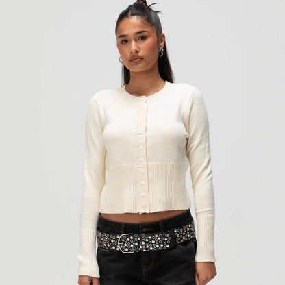 Damen Strickjacke Kontrastknöpfe Norvielle