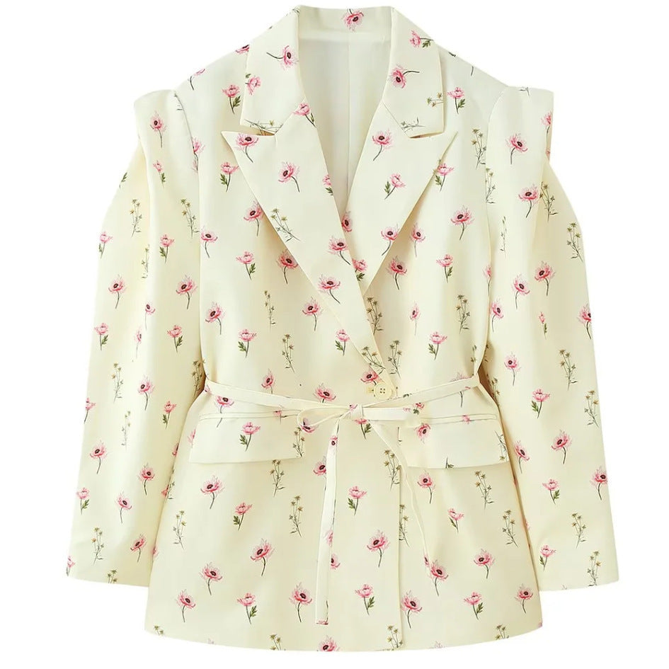 Damen Blazerjacke Tailliert Bindegürtel Norvielle
