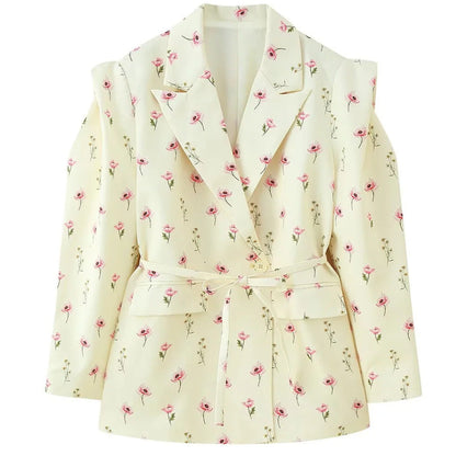 Damen Blazerjacke Tailliert Bindegürtel Norvielle