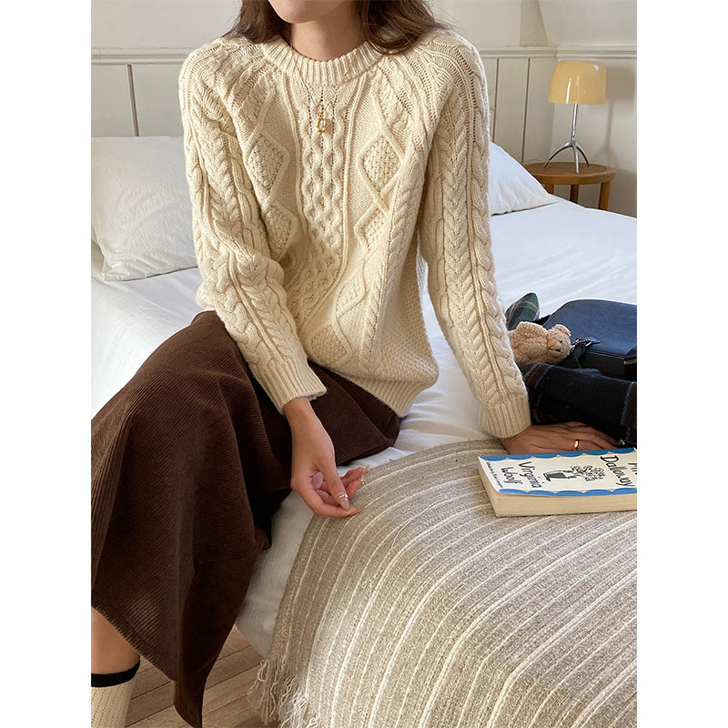 Damen Grobstrickpullover Zopfmuster Norvielle