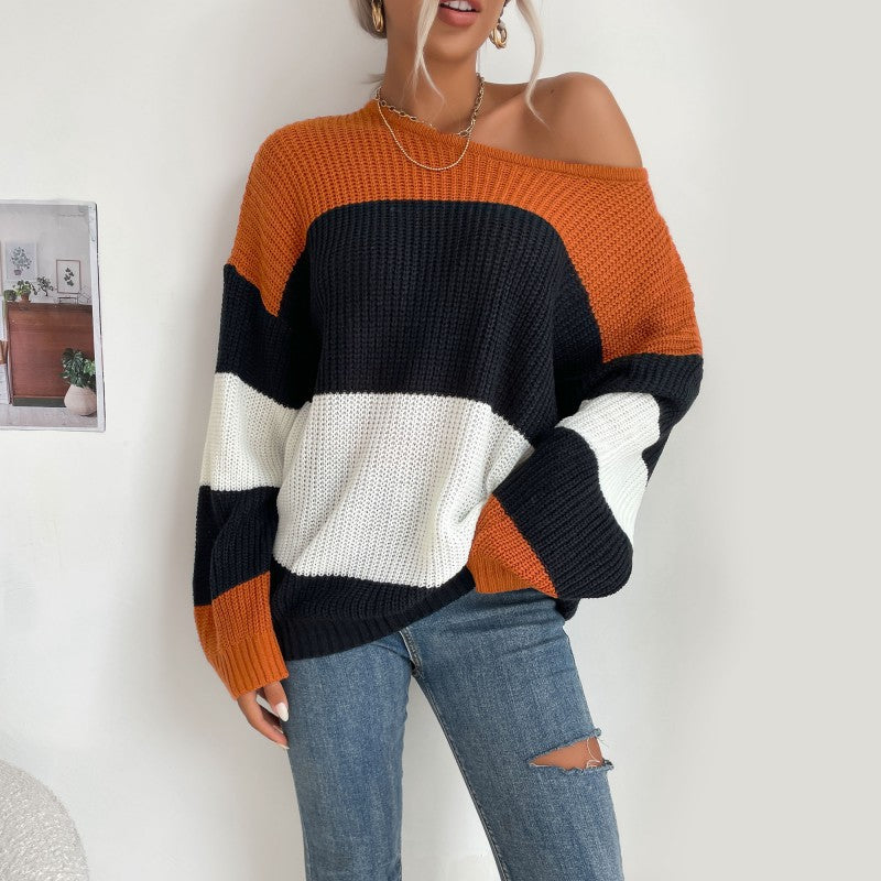 Damen Strickpullover Blockdesign Norvielle