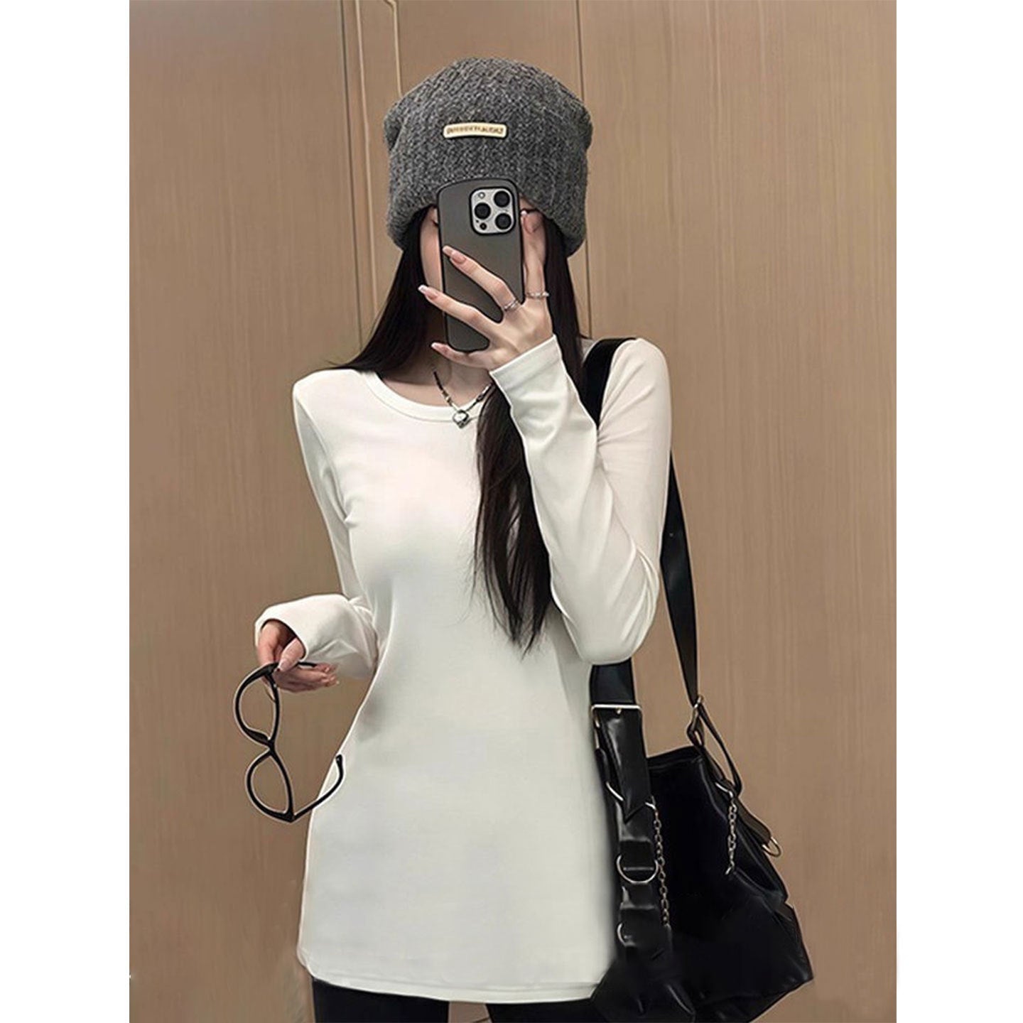 Damen Langärmliges T-Shirt Rundhalsausschnitt Elegantes Design
