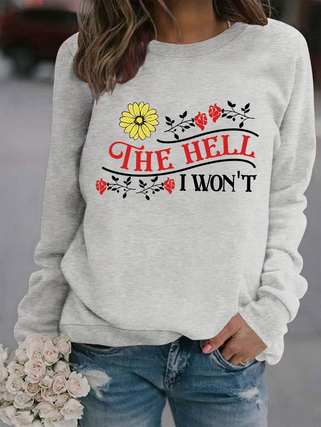 Damen Sweatshirt Verspielt Motiv Bequem Norvielle