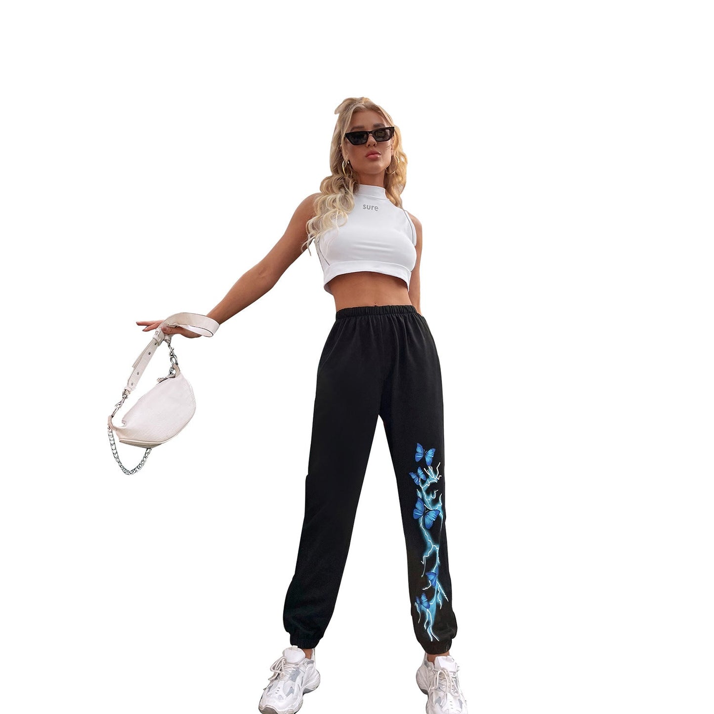 Damen Jogginghose Bunt Schmetterlings-Blitz-Design Baumwolle