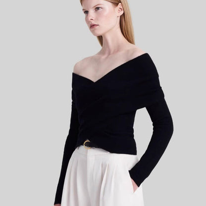 Damen Übergröße Wickelpullover Norvielle