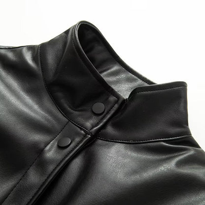 Damen Kunstlederjacke Stehkragen Norvielle