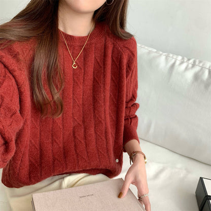 Damen Grobstrickpullover Strukturiert Lässig Norvielle