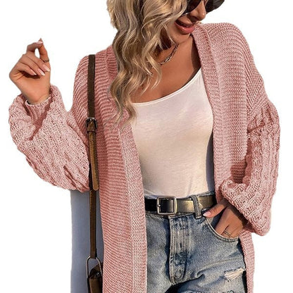 Damen Grobstrickcardigan V-Ausschnitt Schlitzen Norvielle