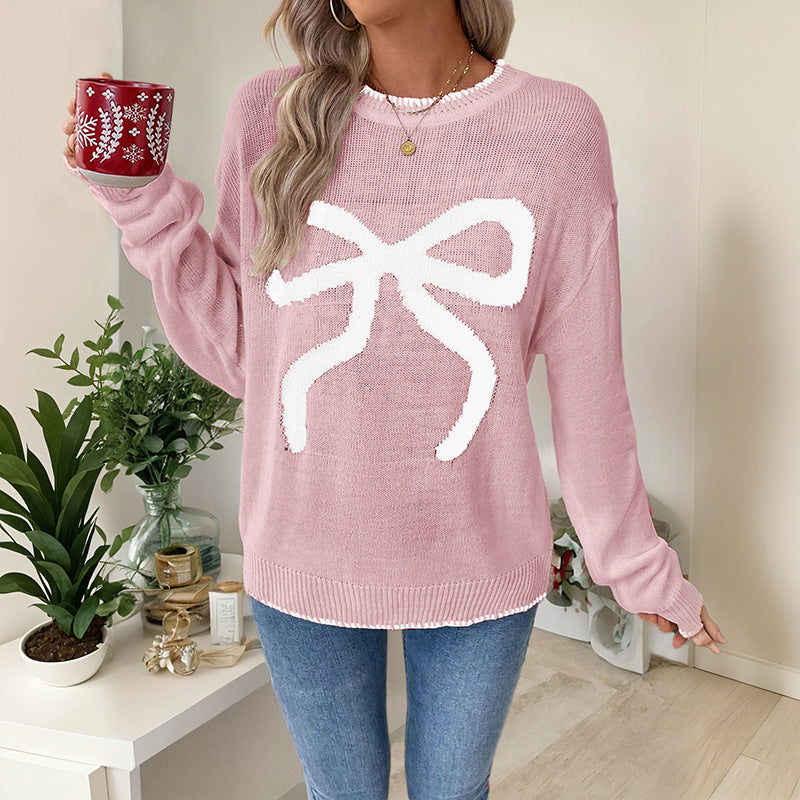 Damen Strickpullover Festlich Schleifenmuster Lässig Norvielle