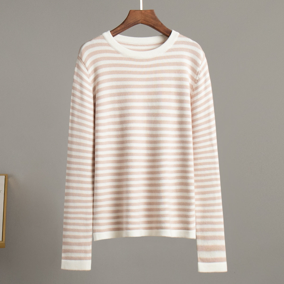 Damen Langarmpullover Weicher Baumwollmix Streifenmuster