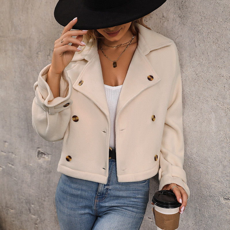 Damen Cropped Blazer Jacke Doppelter Knopfleiste Norvielle - Norvielle