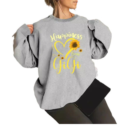 Damen Sweatshirt Voluminöse Ärmel Fröhliches Motiv Norvielle