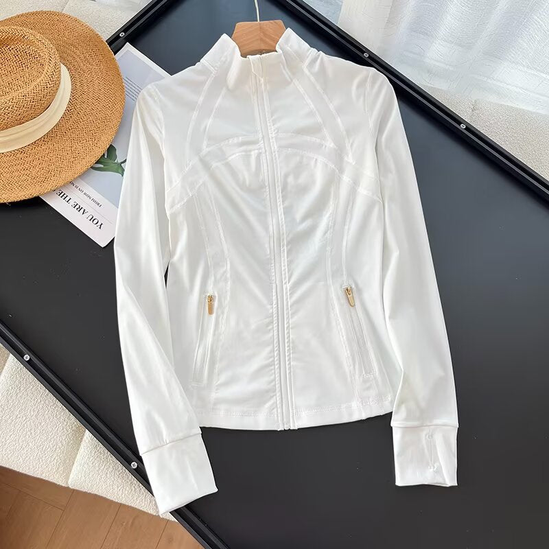 Damen Laufjacke Atmungsaktives Material Hochkragen