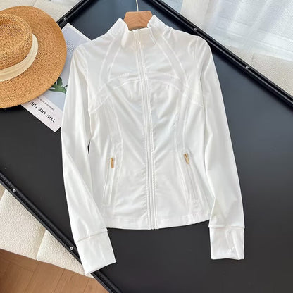 Damen Laufjacke Atmungsaktives Material Hochkragen