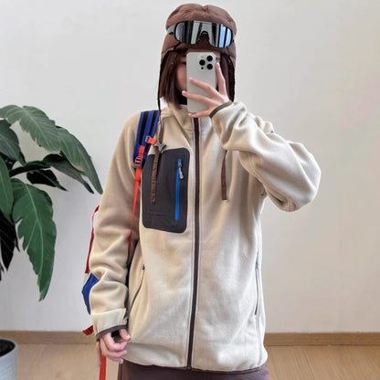 Damen Fleecejacke Norvielle Mit Taschen Hocher Kragen