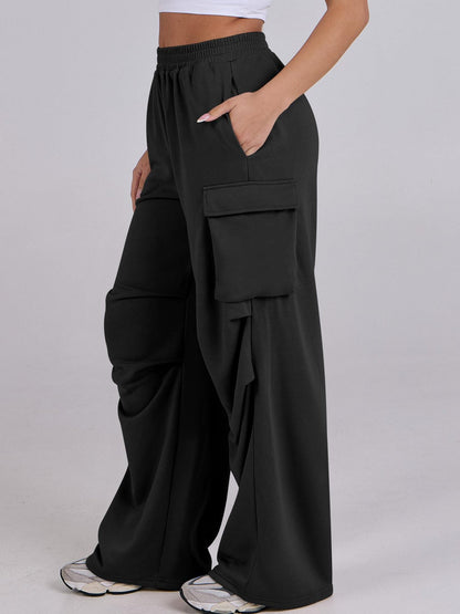Damen Cargo-Hose Elastischer Bund Weite Beine Norvielle