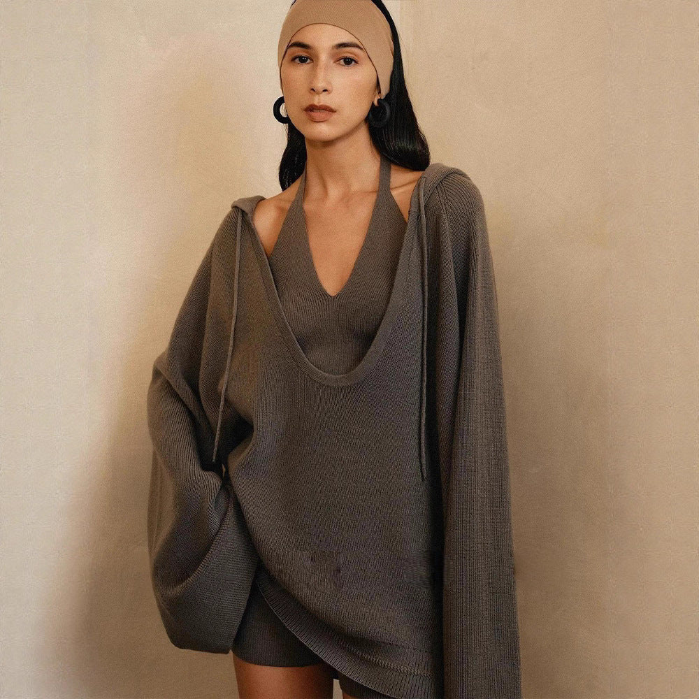 Damen Kapuzenpullover Strick Norvielle Lässig - Norvielle