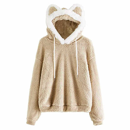 Damen Kapuzenpullover Katzenohren Norvielle Kuschelig