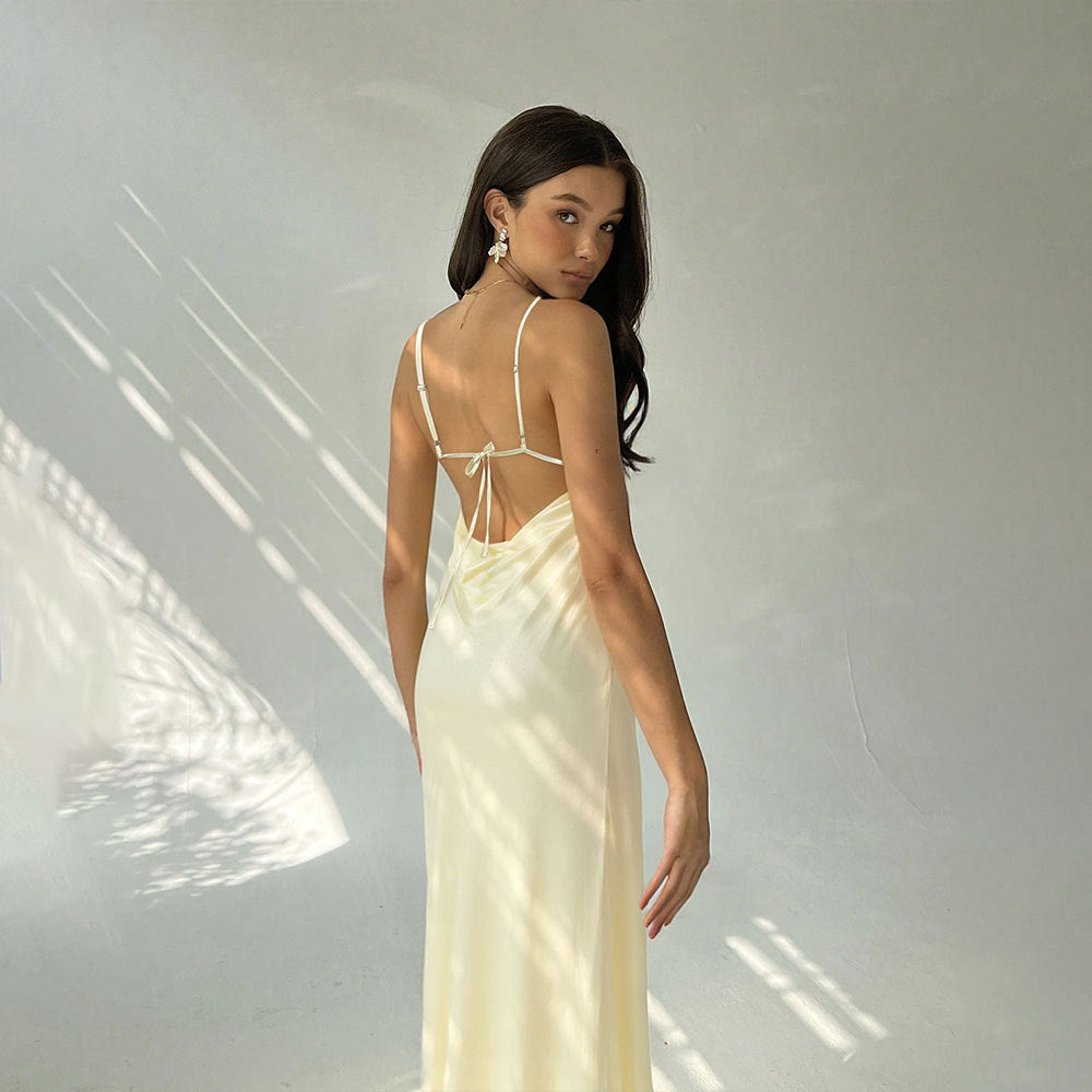 Damen Langarmkleid V-Ausschnitt Schnürdetail Norvielle