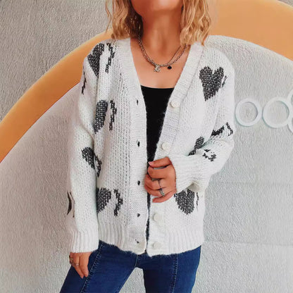Damen Strickjacke Herzdesign Kuschelig Norvielle - Norvielle