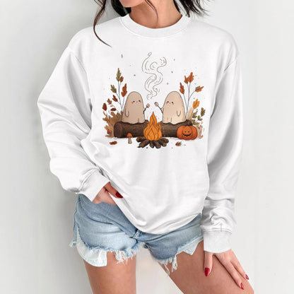 Damen Sweatshirt Gruselmotiv Bequem Schwarz Norvielle - Norvielle