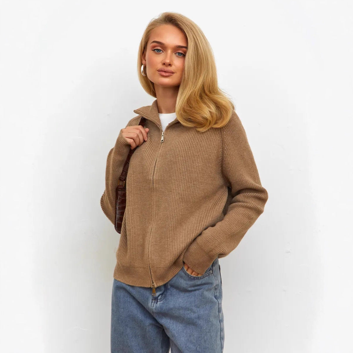 Damen Strickjacke Hochkragen Norvielle - Norvielle