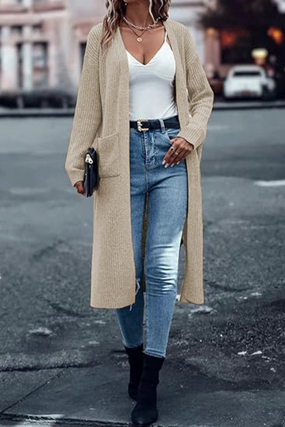 Damen Grobstrick-Cardigan Offene Taschen Lässiger Schnitt Norvielle