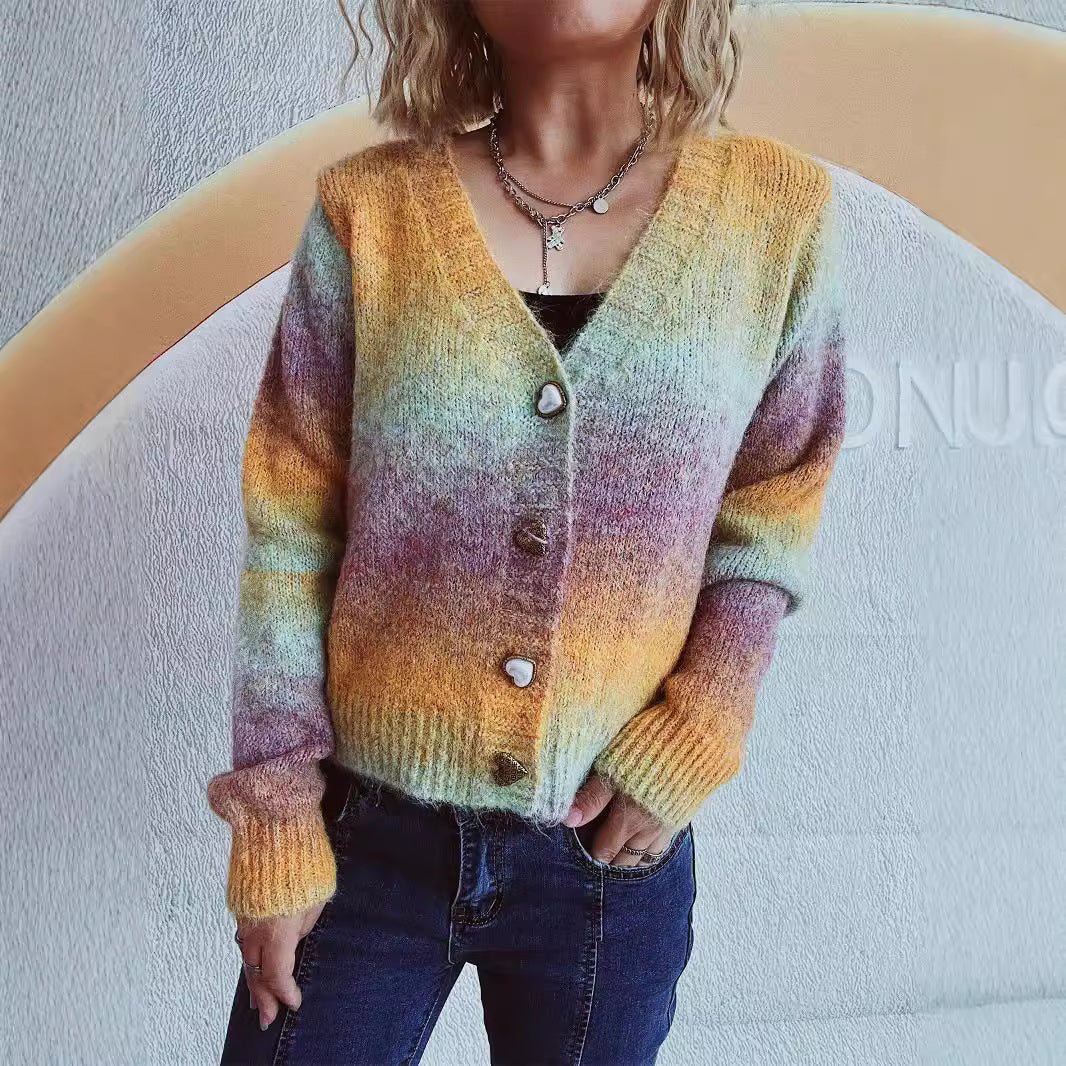 Damen Strickjacke Kuschelig Herzknöpfe Locker Norvielle - Norvielle