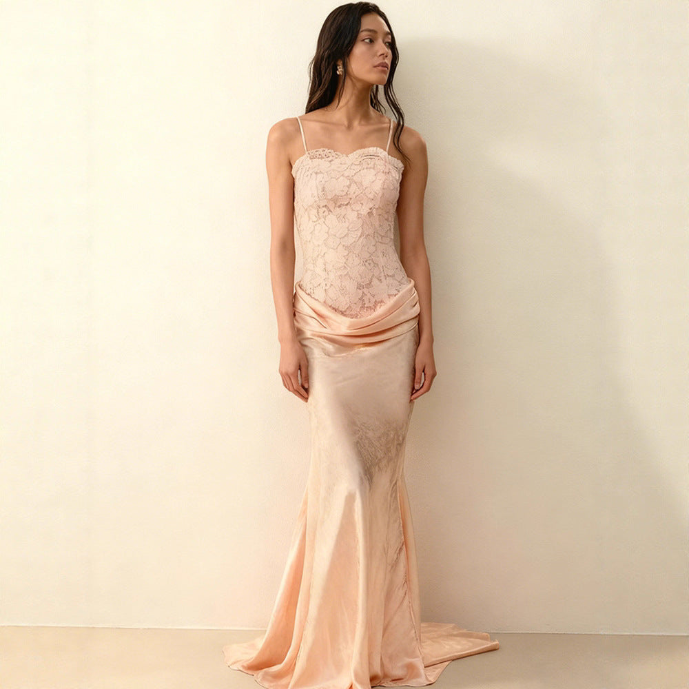 Damen Abendkleid Korsett-Design schickes Schößchen Langer Saum