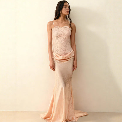 Damen Abendkleid Korsett-Design schickes Schößchen Langer Saum
