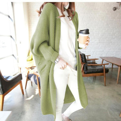 Damen Longcardigan Offene Front Feines Strickmuster Beige