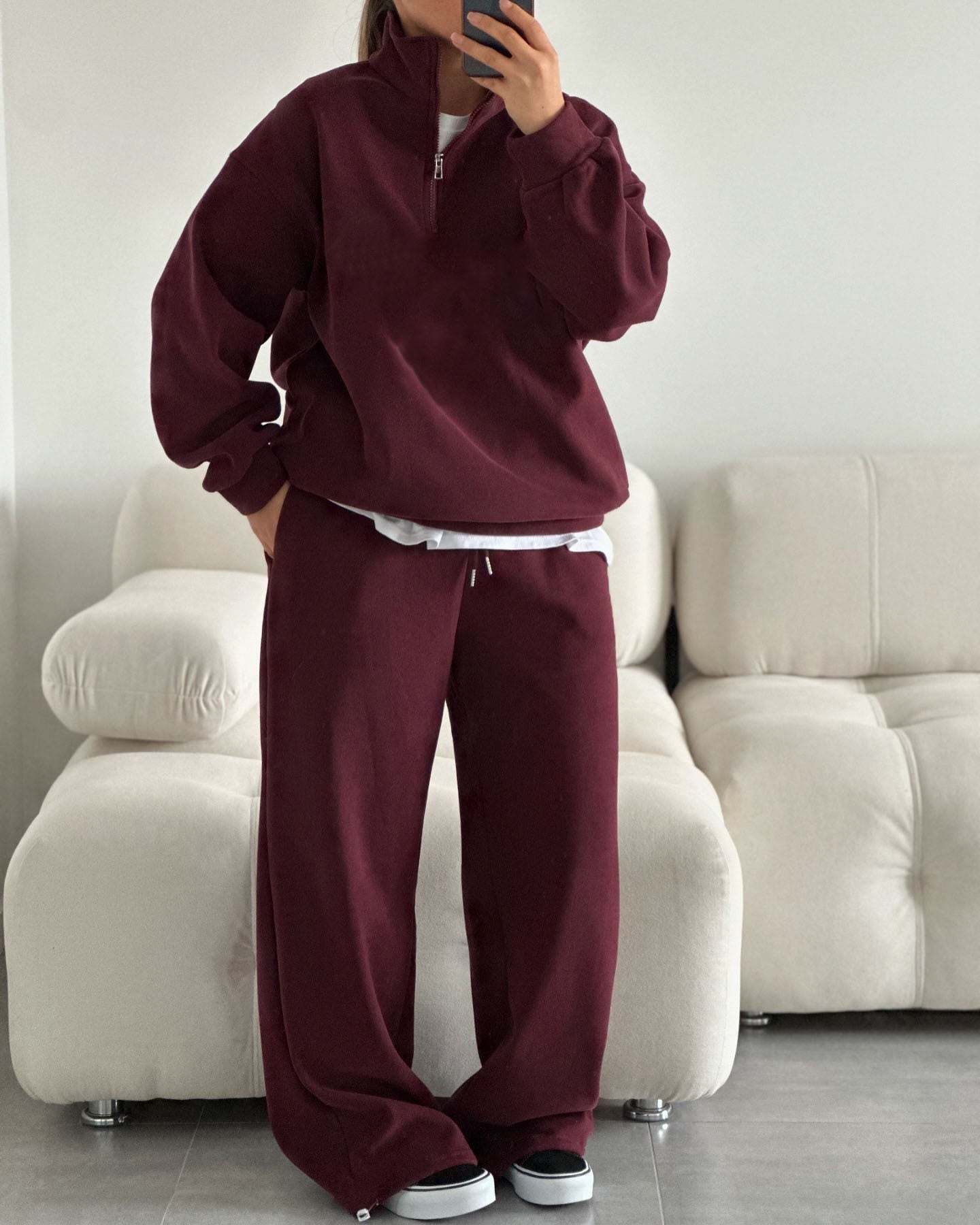 Damen Zip-Sweater Sportlich Hoher Kragen Entspannter Schnitt Norvielle