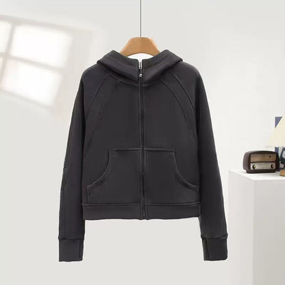 Damen Kapuzenjacke Norvielle Kuschelig Hochkragen Praktische Taschen