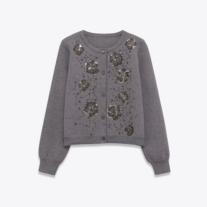 Damen Strickjacke Glitzernde Blüten Norvielle - Norvielle