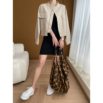 Damen Kunstlederjacke mit Taschen