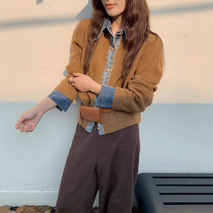 Damen Strickjacke Norvielle mit Kragen und Knöpfen Elegantes Design - Norvielle