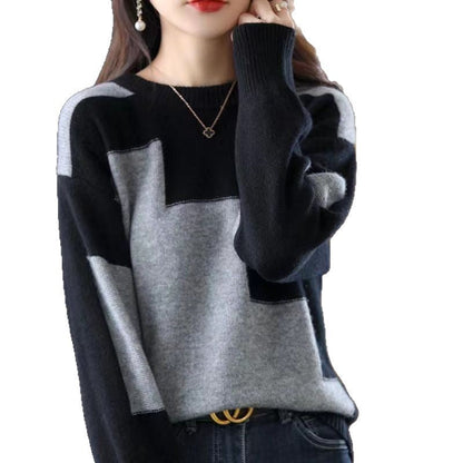 Damen Strickpullover Gemusterter Geometrisches Design Norvielle