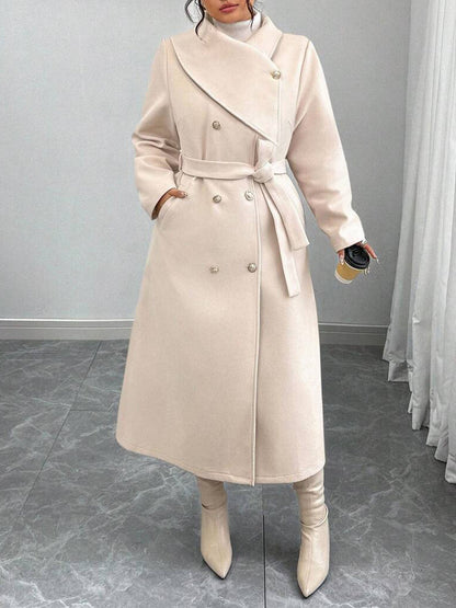 Damen Wollmantel Eleganter Doppelknopf