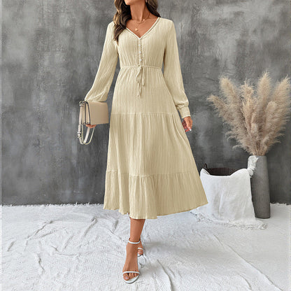 Damen Midi-Kleid Elastischer Taillenzug Schleppe Norvielle - Norvielle