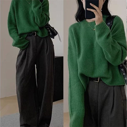 Damen Strickpullover Lässig Weite Passform Überschnittene Schultern