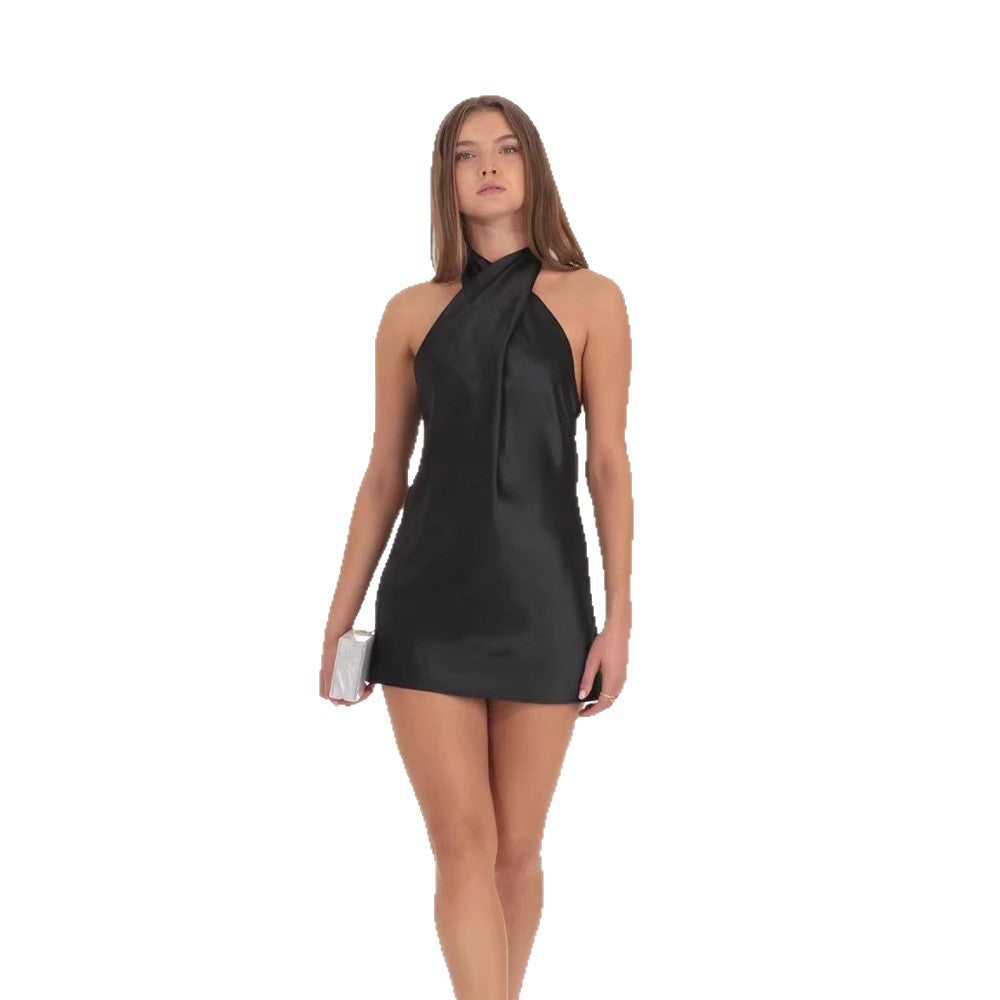 Damen Halterkleid Schwingrock Elegantes Knotendesign