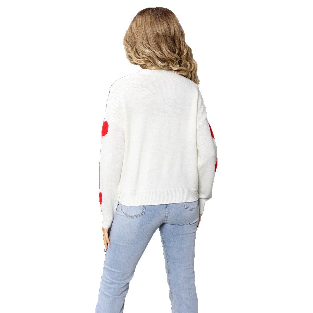 Damen Strickjacke Herzmuster V-Ausschnitt Norvielle