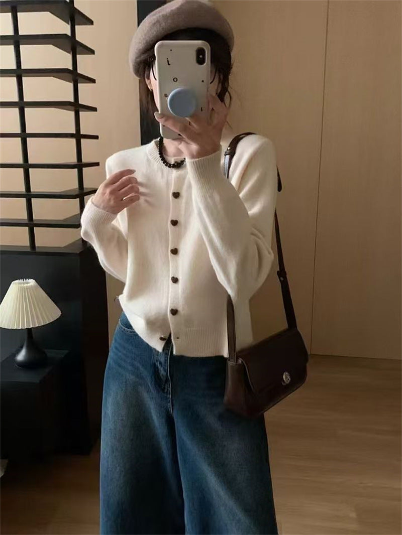 Damen Strickcardigan Weich Rippstruktur Knöpfe Beige