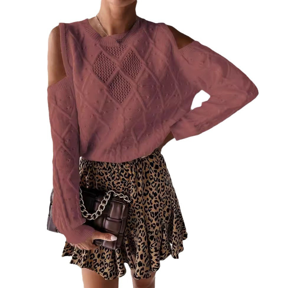 Damen Strickpullover Lochmuster Zopfdetails Norvielle