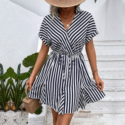 Damen Wickelkleid Seitentaschen Verspielter Schnitt Norvielle